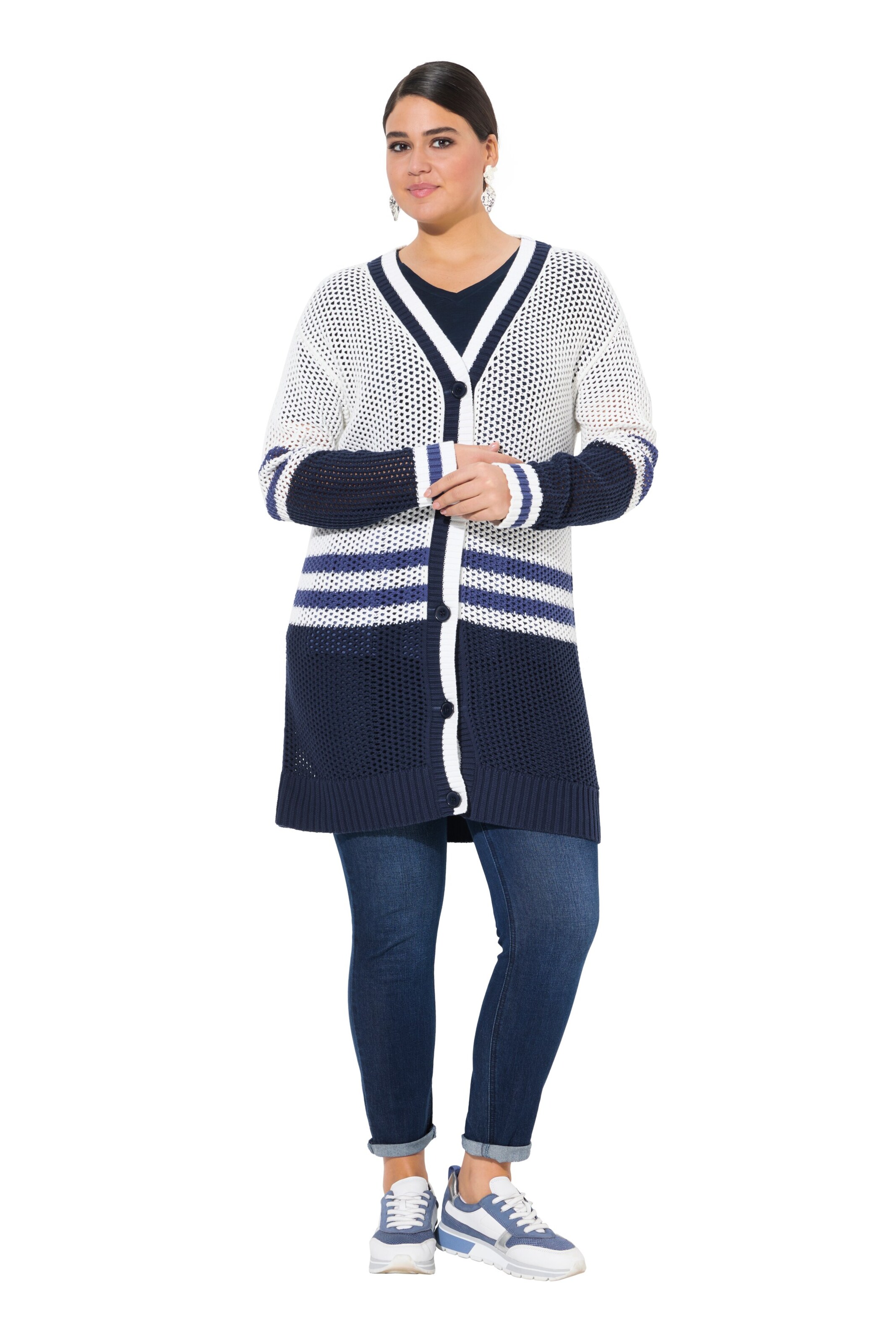 Ulla Popken Knit cardigan in Blue: front