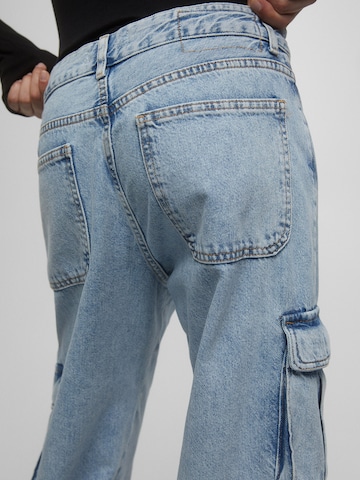 Pull&Bear Wide leg Cargojeans in Blauw