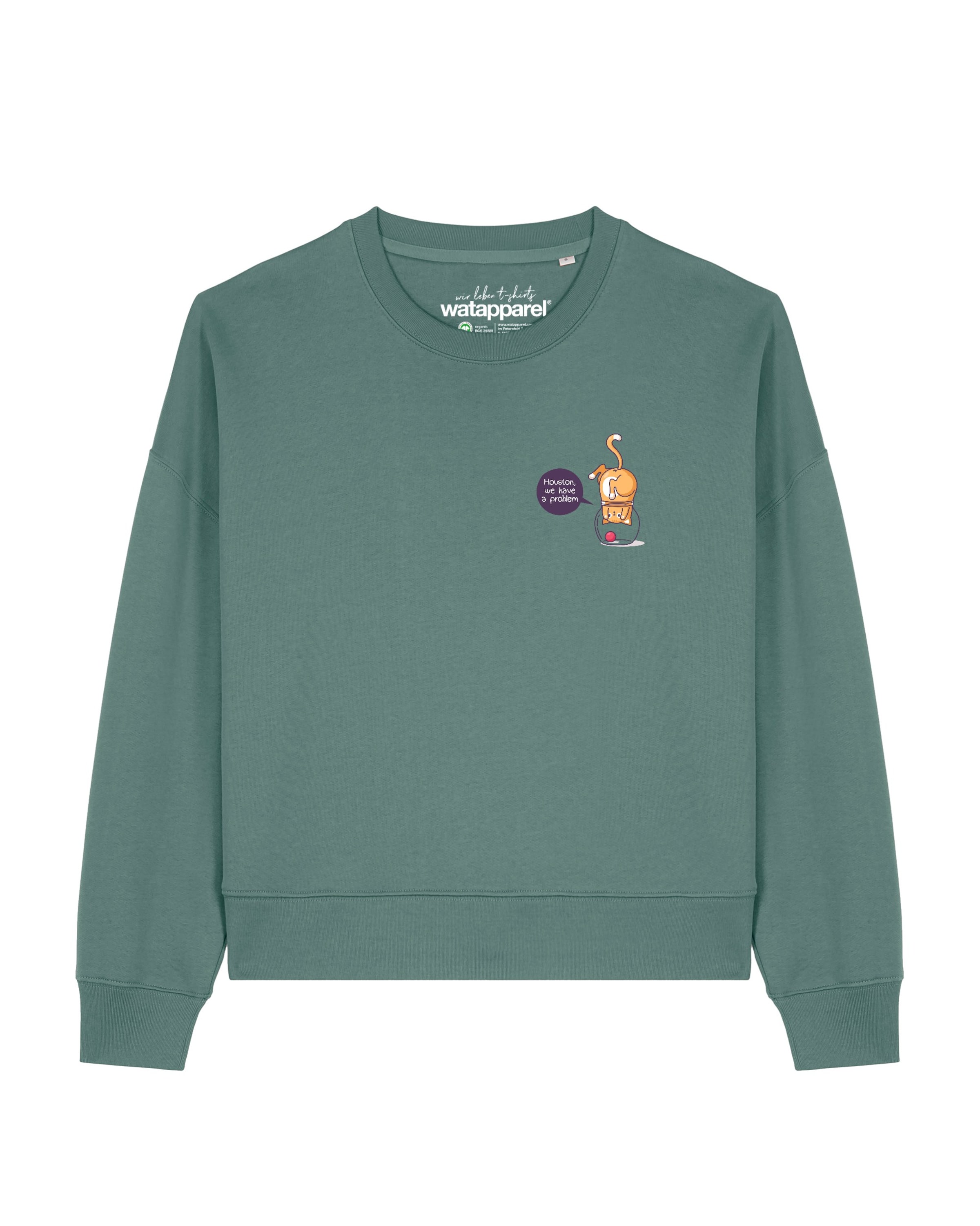 Watapparel Sweatshirt 'Funny Cat ' in Grün: Vorderseite