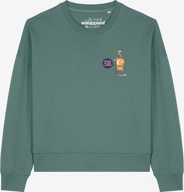 Watapparel Sweatshirt 'Funny Cat ' in Grün: Vorderseite