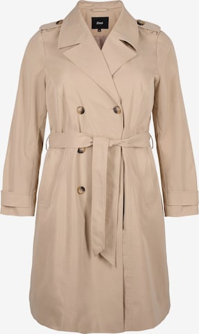 Zizzi Between-Seasons Coat 'SIMONE' in Beige: front