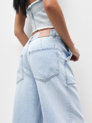 Pull&Bear Wide leg Jeans in Blauw