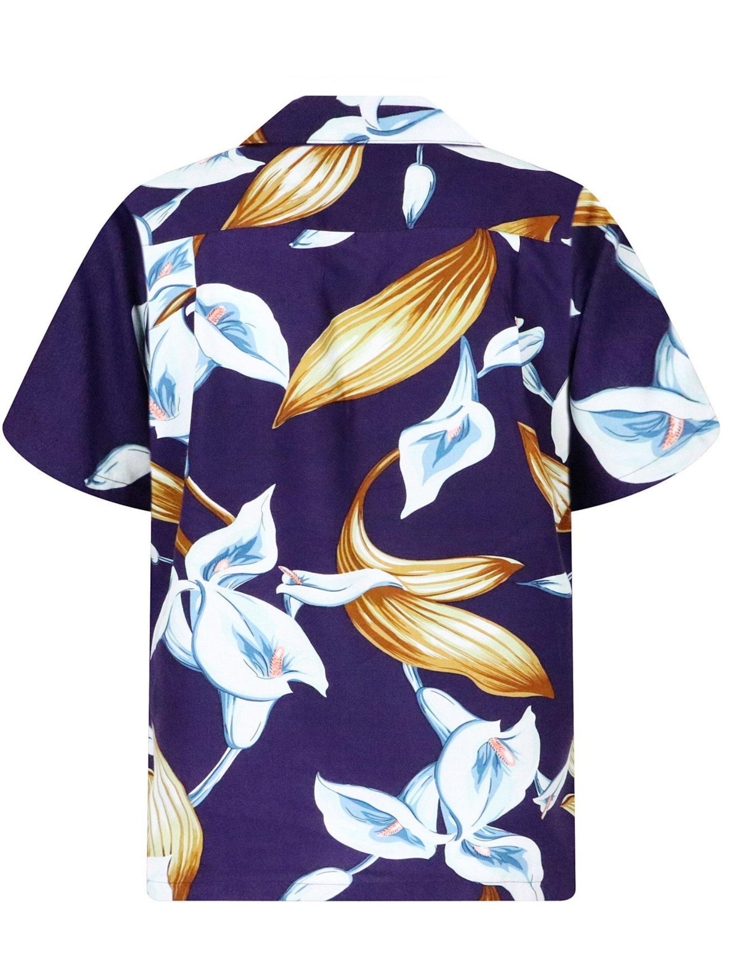 Paradise Found Regular Fit Hemd 'Tom Selleck Calla'‌‌‌‌‌ in Lila