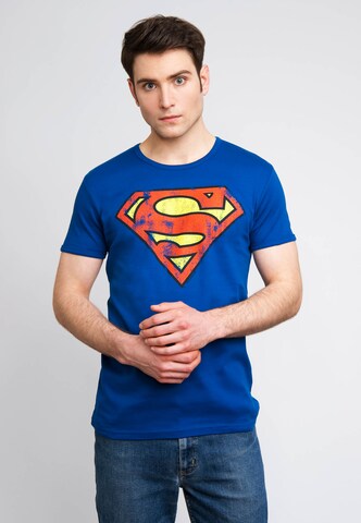LOGOSHIRT Shirt 'Superman' in Blue: front