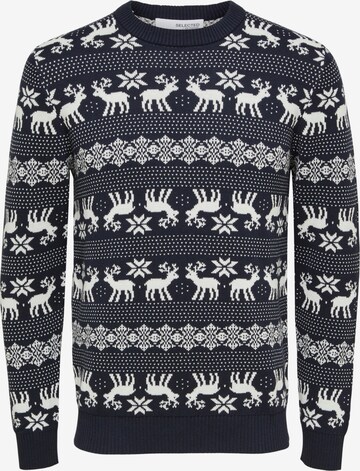 SELECTED HOMME Sweater 'Deer' in Blue: front