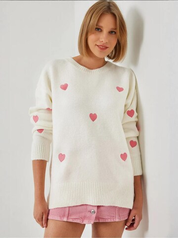 Pull-over oversize Bianco Lucci en blanc : devant