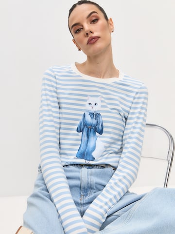 Cat e Lolette Shirt 'Cat in a Denim Suit' in Blue