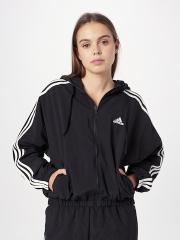 ADIDAS SPORTSWEAR - Casaco de treino 'Essentials' em preto: frente