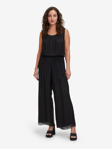 Cartoon Jumpsuit mit Bindegürtel in Schwarz: predná strana