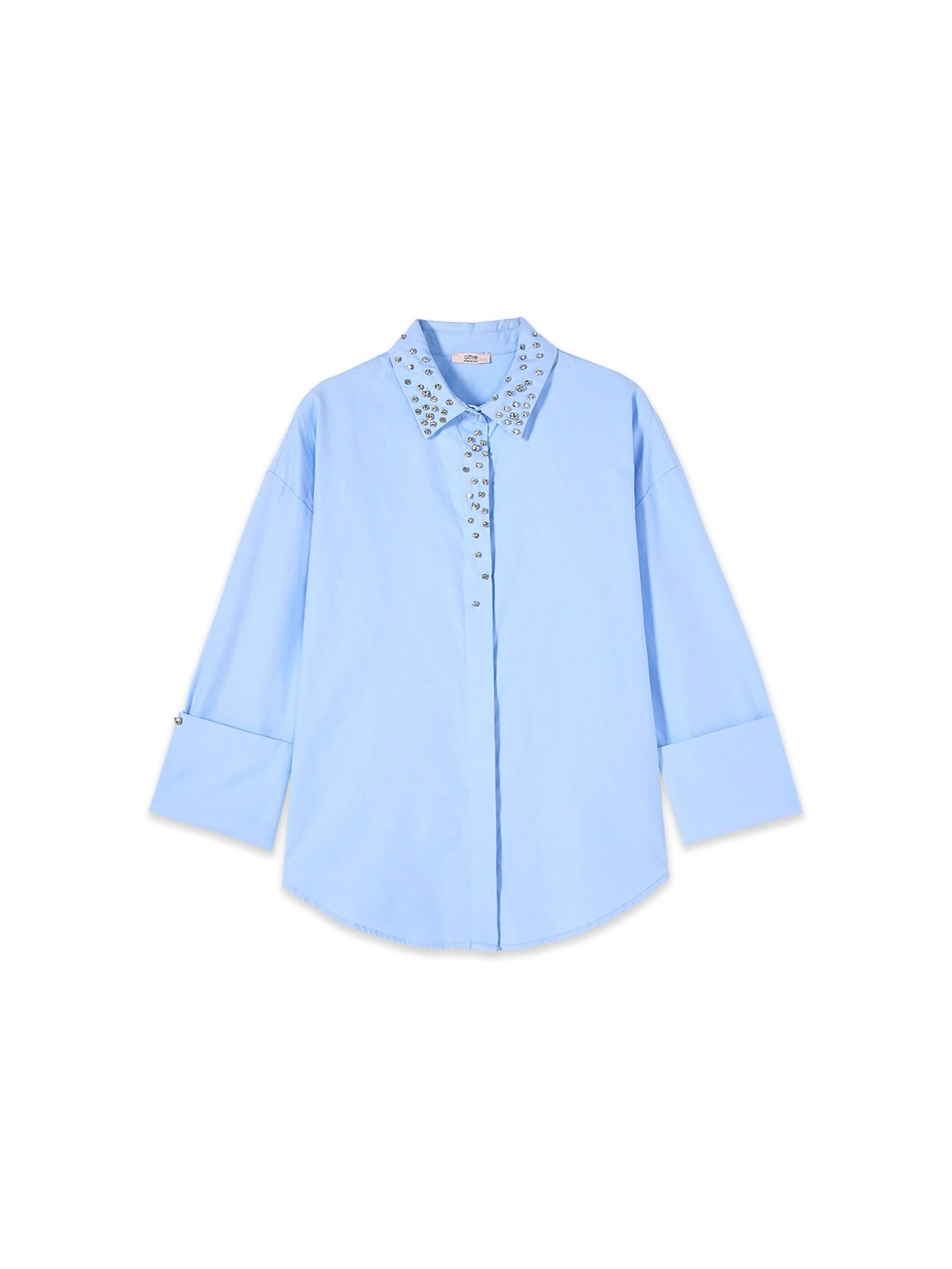 Camicia da donna di oltre in blu: frontale