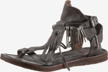 A.S.98 T-Bar Sandals in Black: front