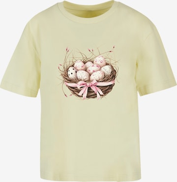 T-shirt 'Osterei Nest Korb Dekor' F4NT4STIC en jaune : devant