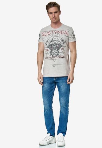 Rusty Neal Cooles T-Shirt mit Front-Print in Grau