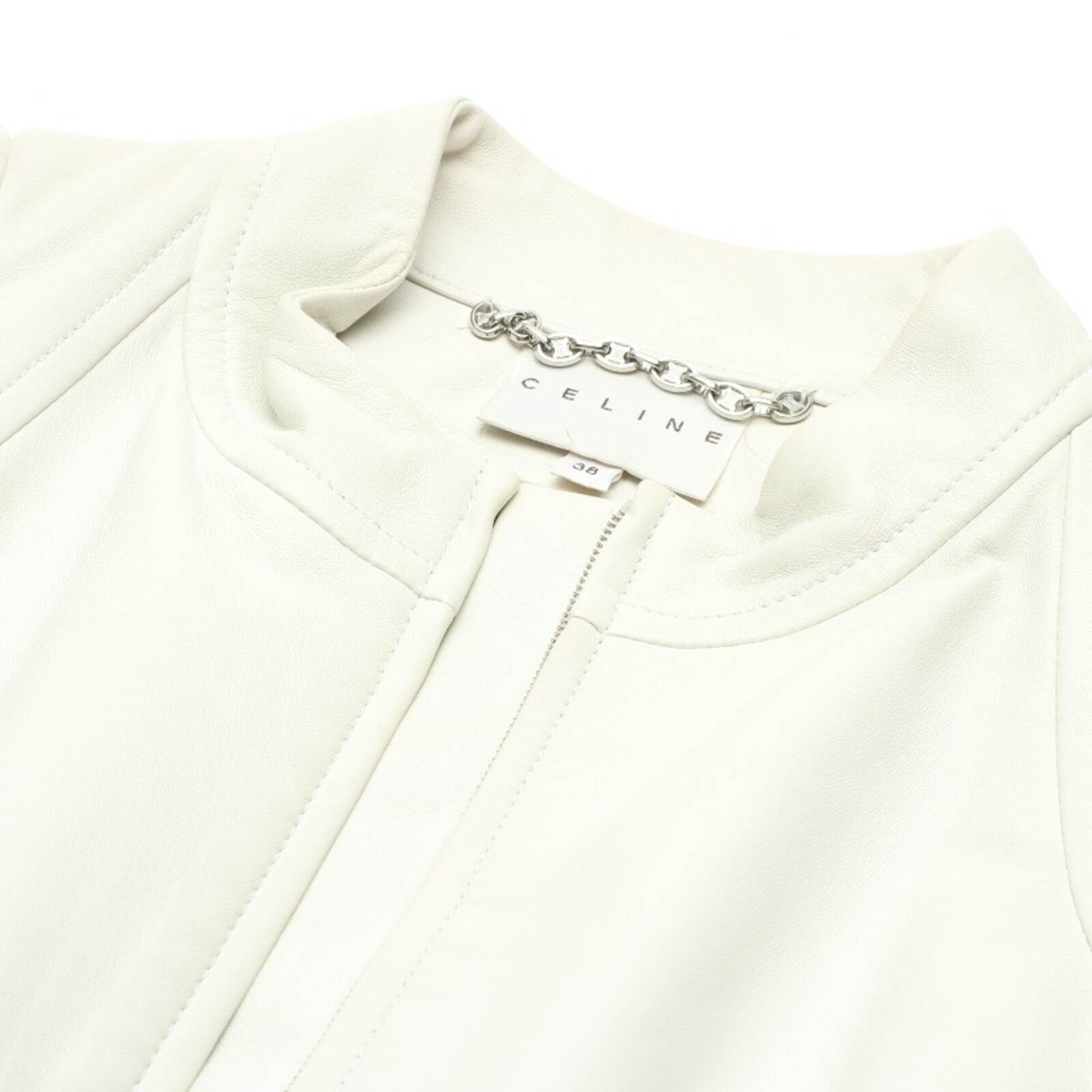 Céline Lederjacke / Ledermantel S in Grau