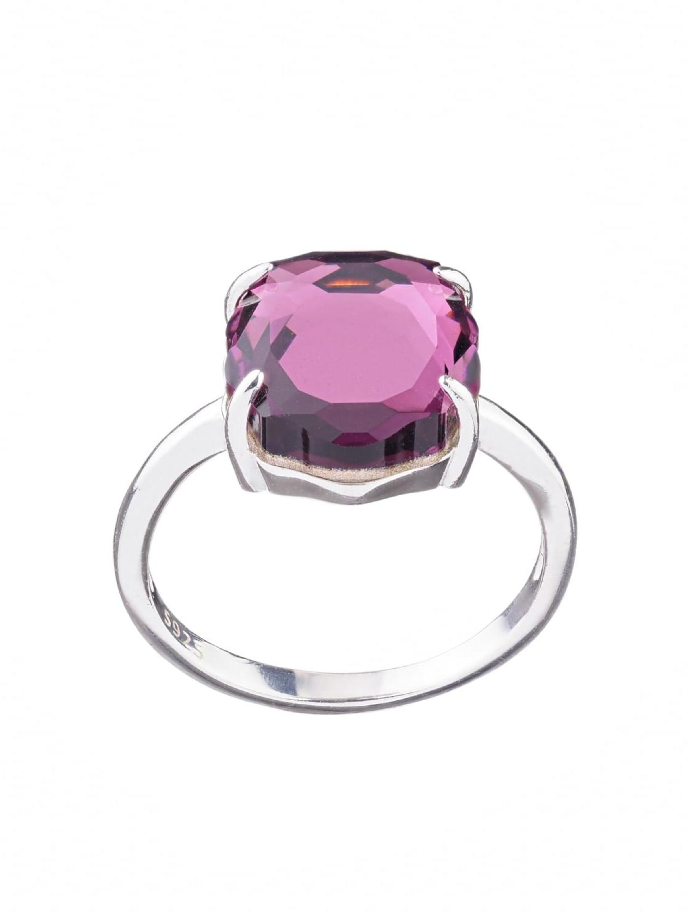 THE GEM STORIES JEWELRY - Anillo 'Amethyst Baroque Ring – Rhodium' en lila