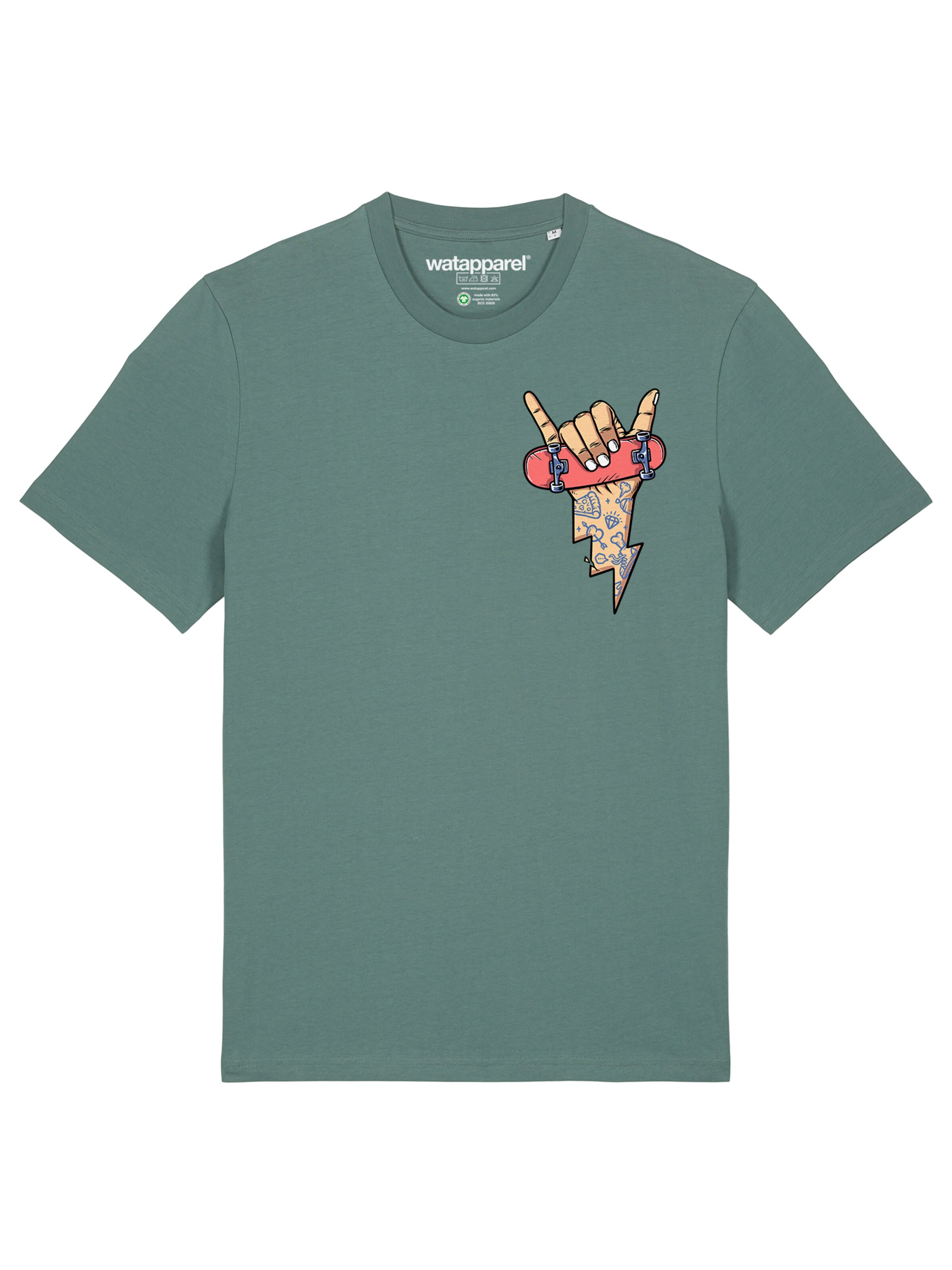 T-Shirt 'Skateboard' Watapparel en vert : devant