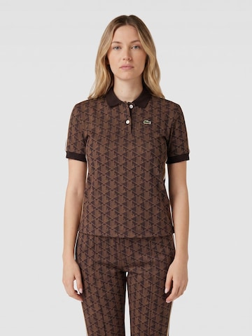 T-shirt 'Polo Shirt M/C 9I4 -- Brown Women's Polo Shirt with All Over Logo Women's' LACOSTE en marron