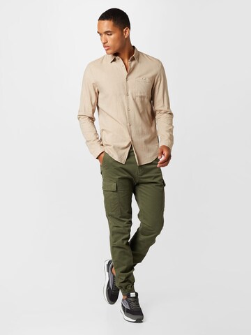 TOM TAILOR DENIM Regular Fit Hemd in Beige