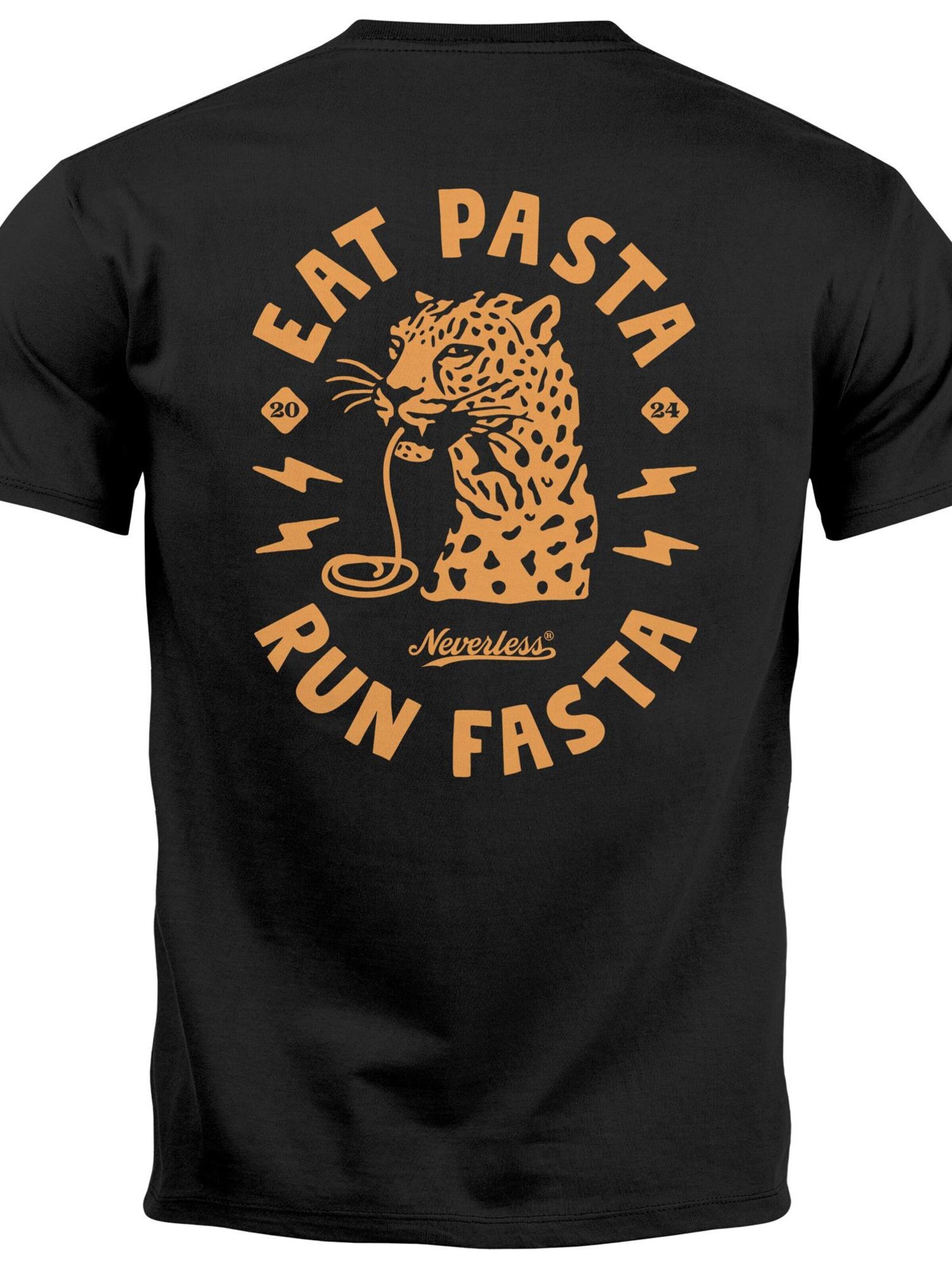 Neverless Shirt 'Eat pasta'‌‌‌‌‌‌‌ in Schwarz