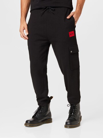 HUGO Zúžený Kalhoty 'Dwellrom' – černá: přední strana