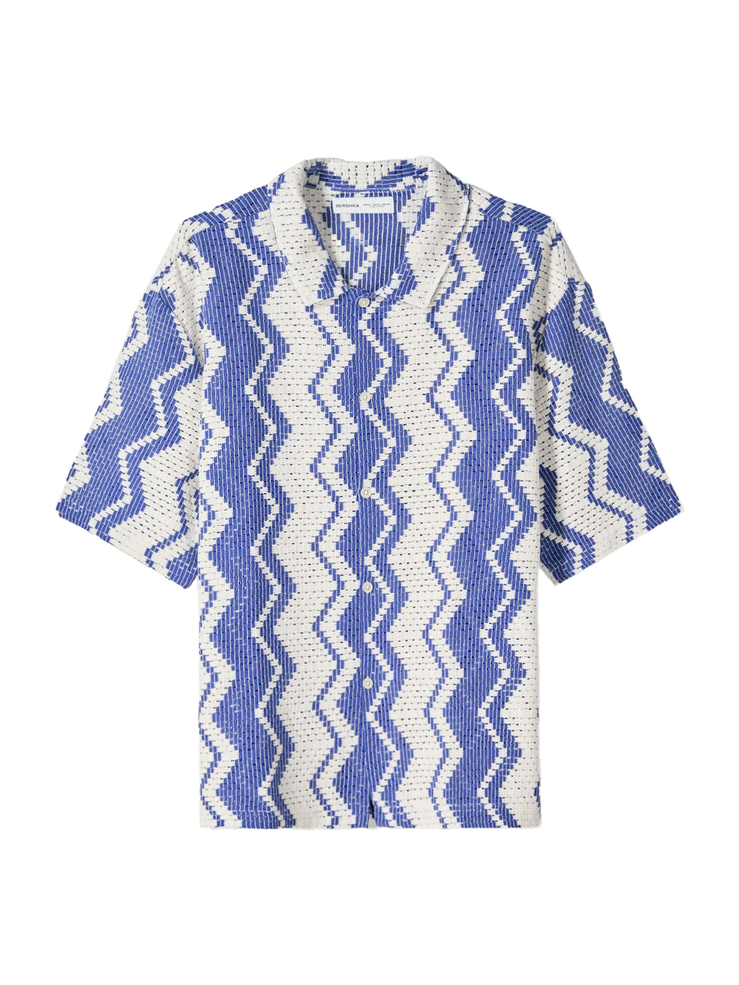 Bershka Comfort fit Button Up Shirt in Blue: front