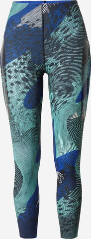 ADIDAS PERFORMANCE Skinny Workout Pants 'Adizero Allover Print' in Blue: front