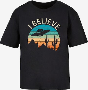 T-shirt 'I Believe UFO Alien Sonnenuntergang' F4NT4STIC en noir : devant