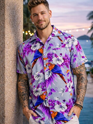 King Kameha Shirt 'Cherryparrot'‌‌‌‌‌‌‌‌ in Grau