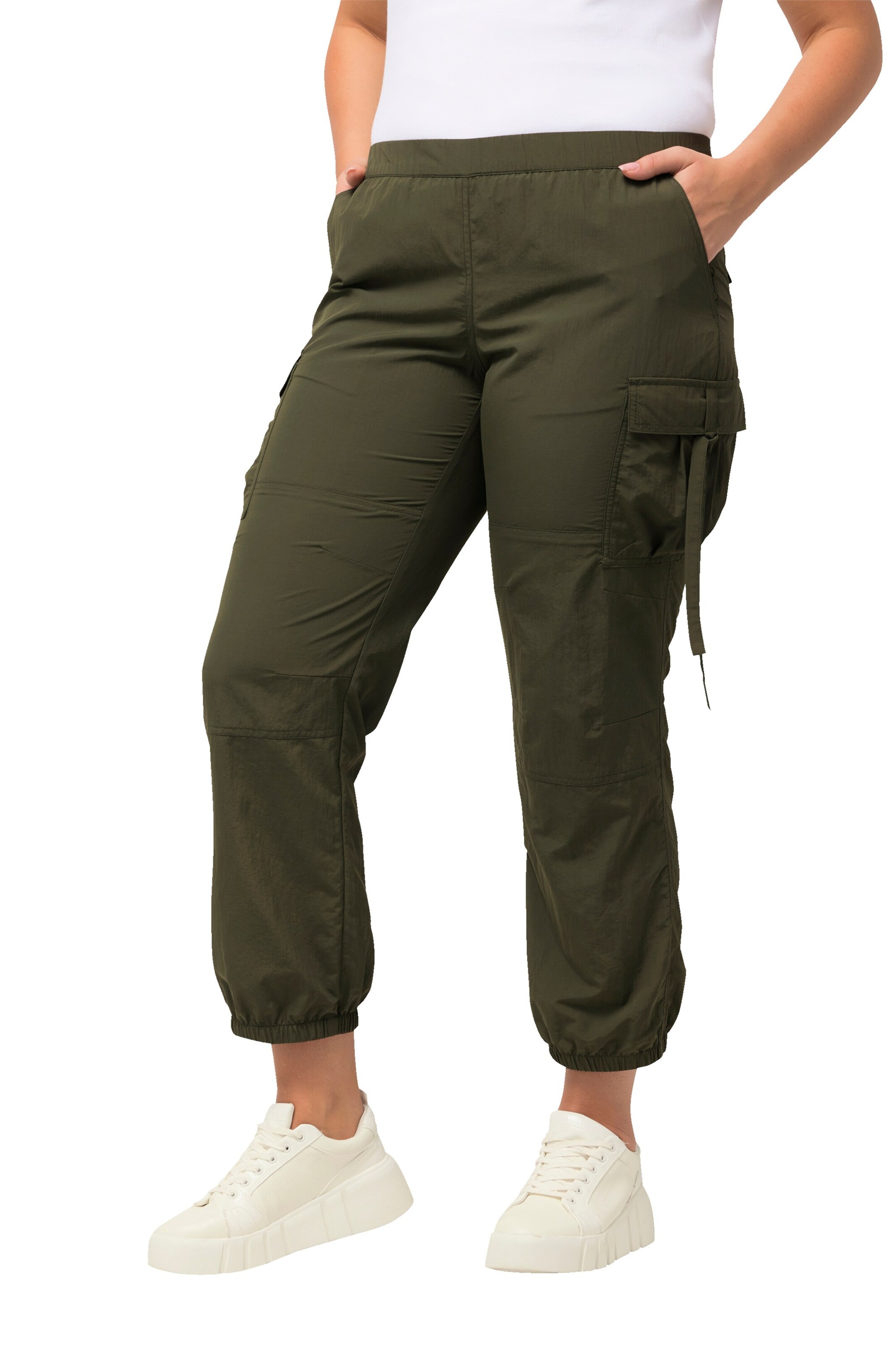 Ulla Popken Tapered Cargo trousers in Green: front