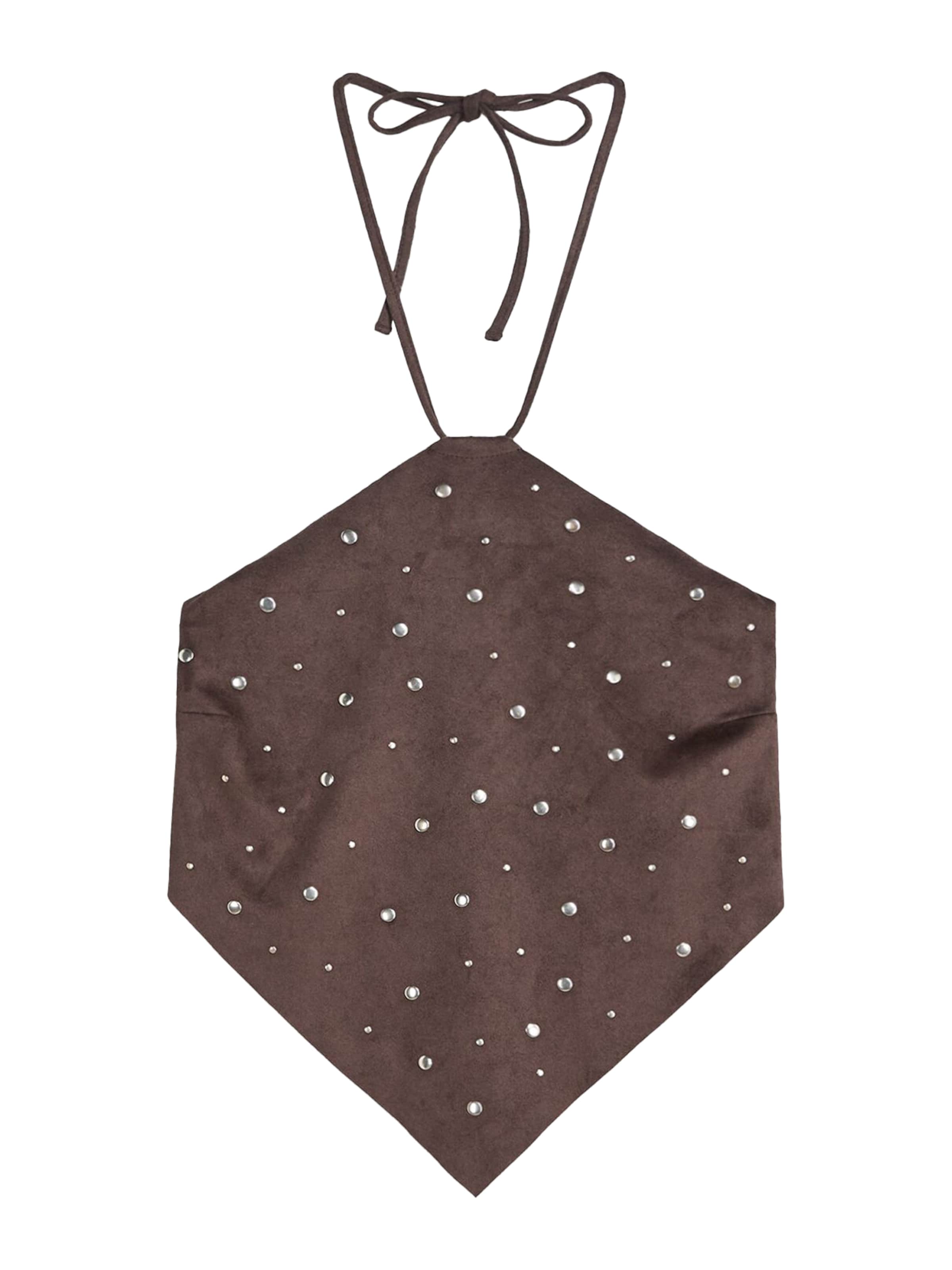 Bershka Топ в кафяво: отпред