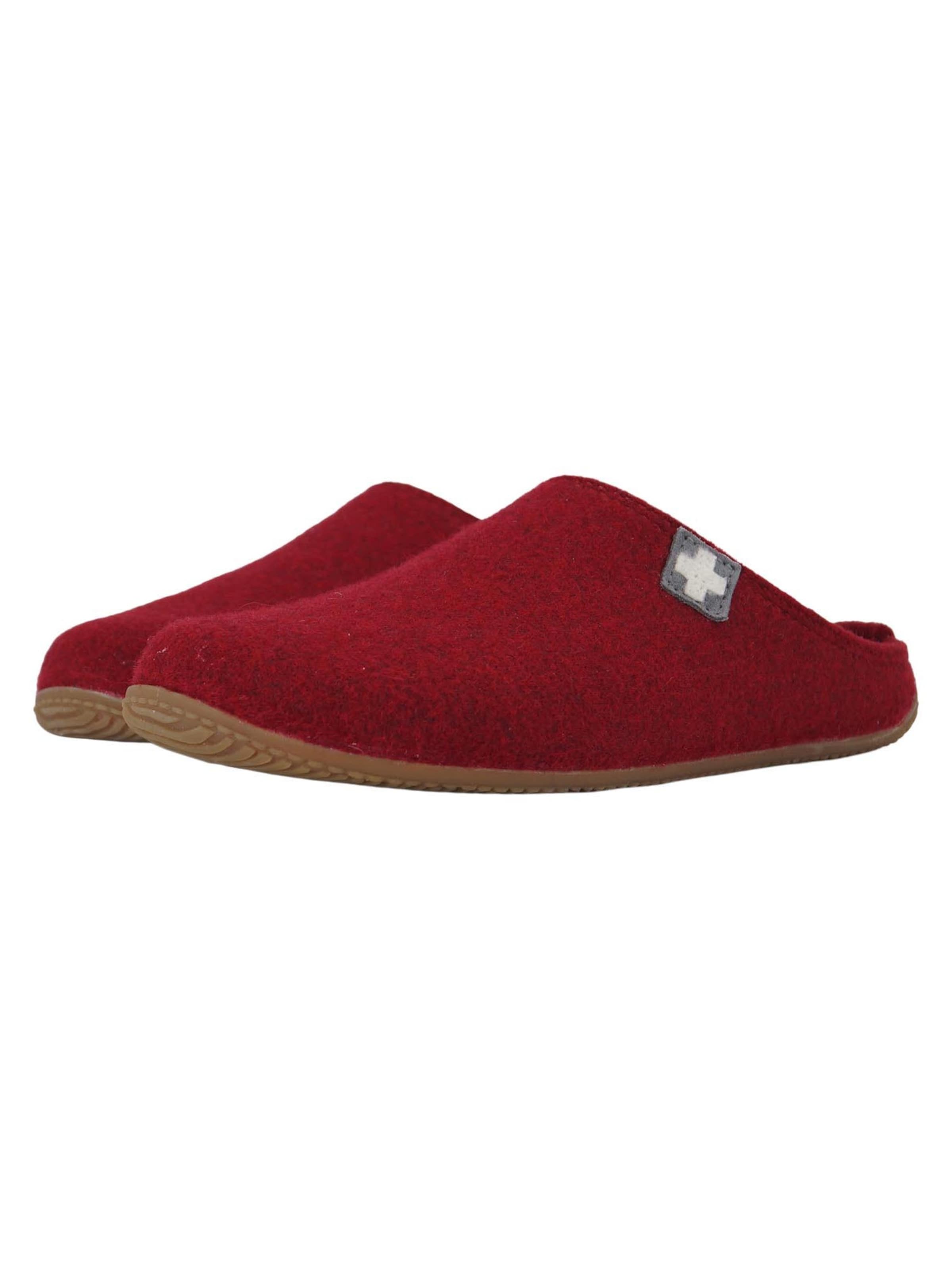 Living Kitzbühel Slippers 'Filz - Schweizer Kreuz' in Red