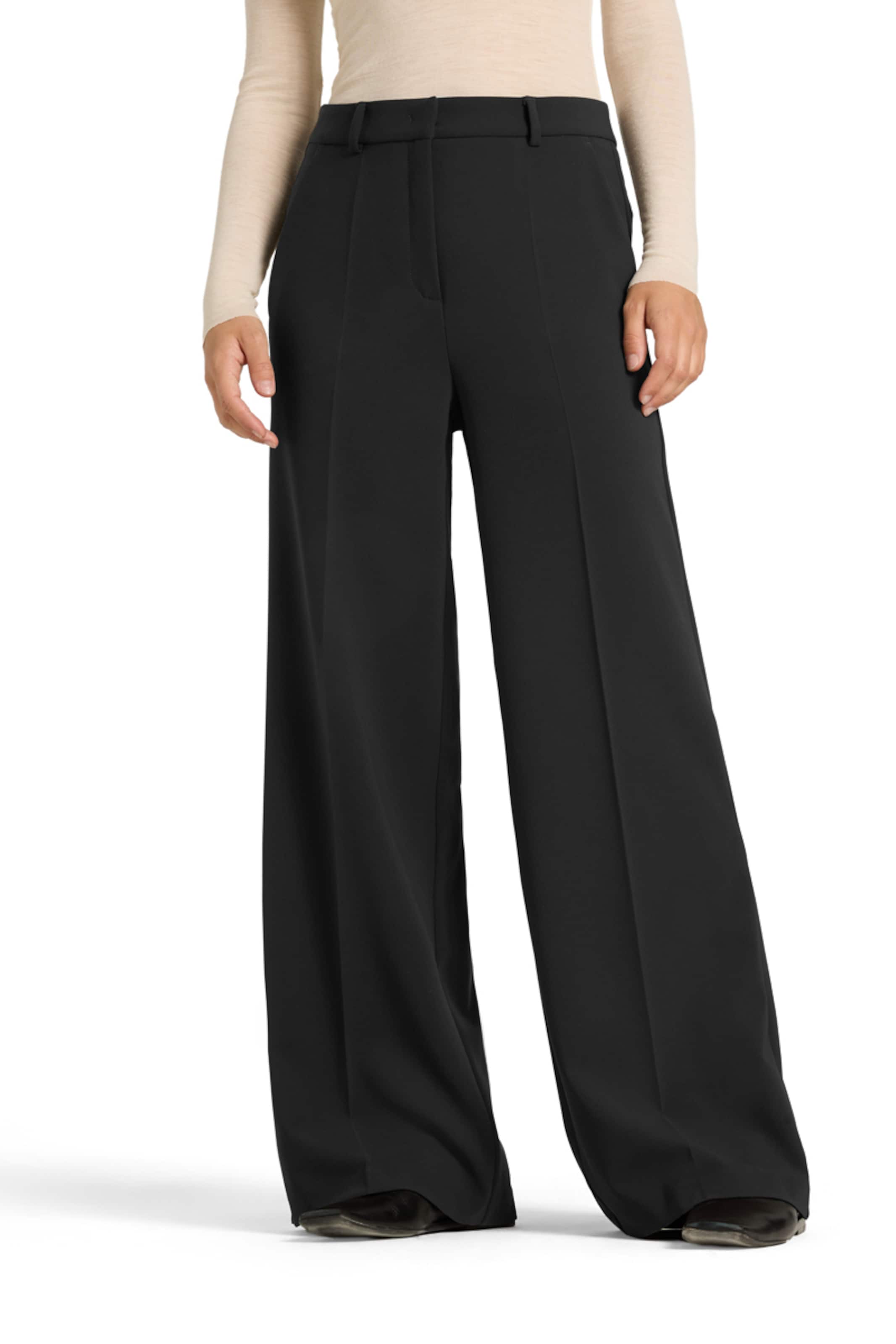 Cambio Wide Leg Hose 'Alexis' in Schwarz: Vorderseite