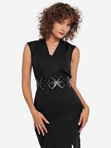 Ceinture 'Rivetted Diamond Cutout Belt' Haute Cuir en noir : devant