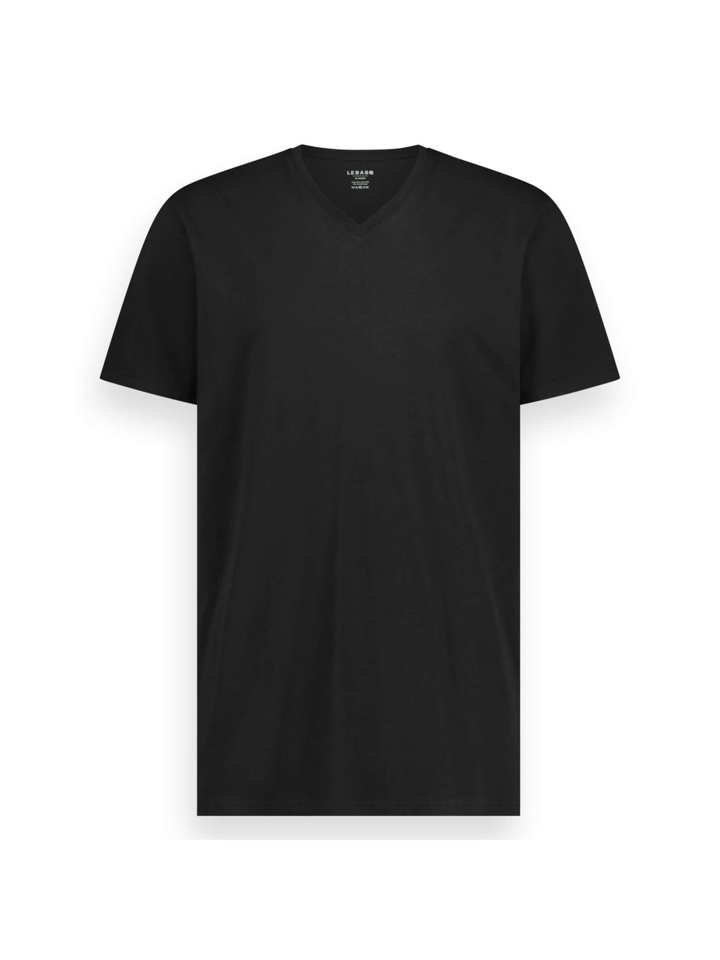LEBASQ Shirt 'Davis V Neck Long Fit' in Zwart