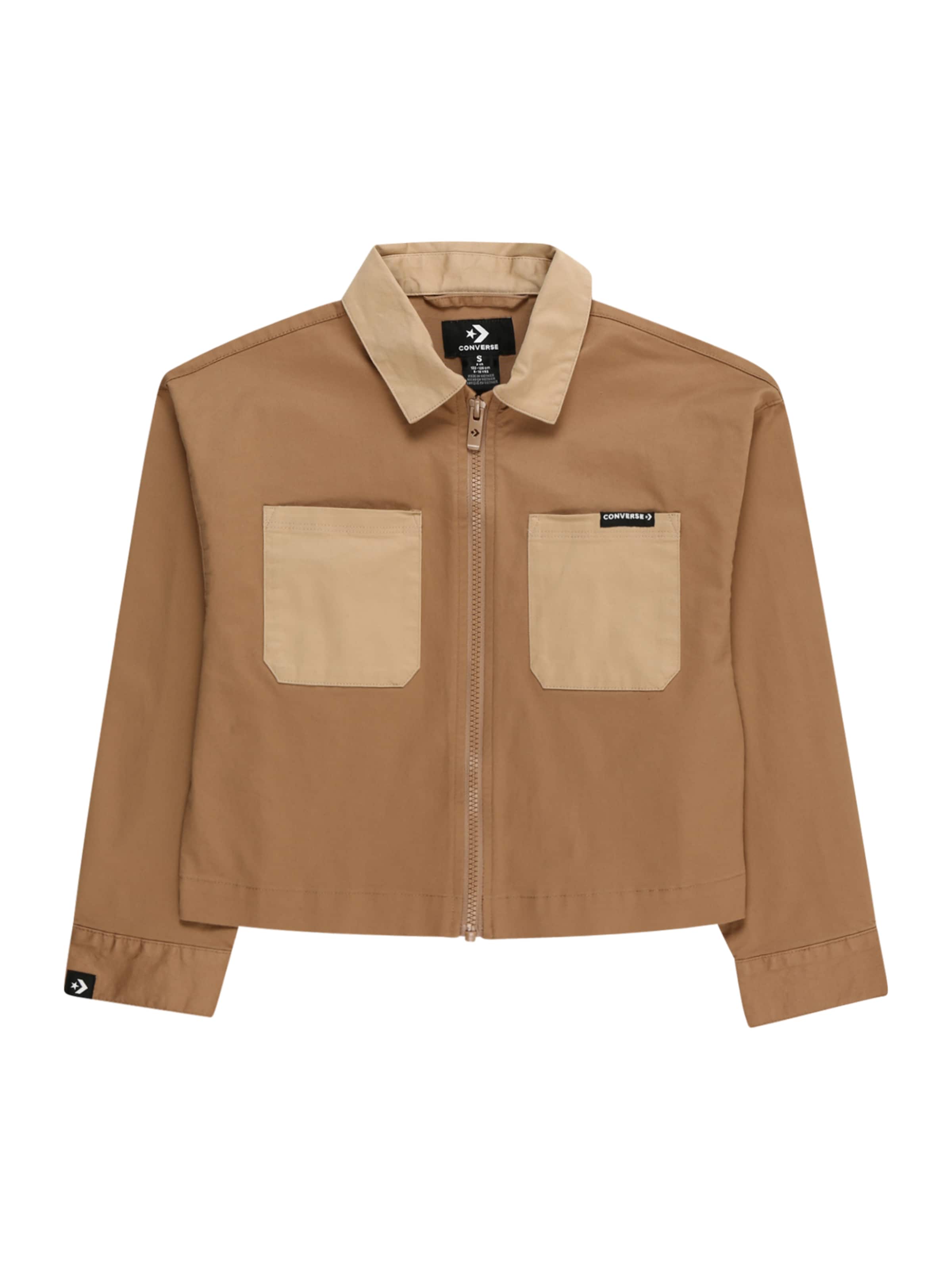CONVERSE Φθινοπωρινό και ανοιξιάτικο μπουφάν σε καφέ: μπροστά