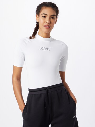 Body sportivo di Reebok in bianco: frontale