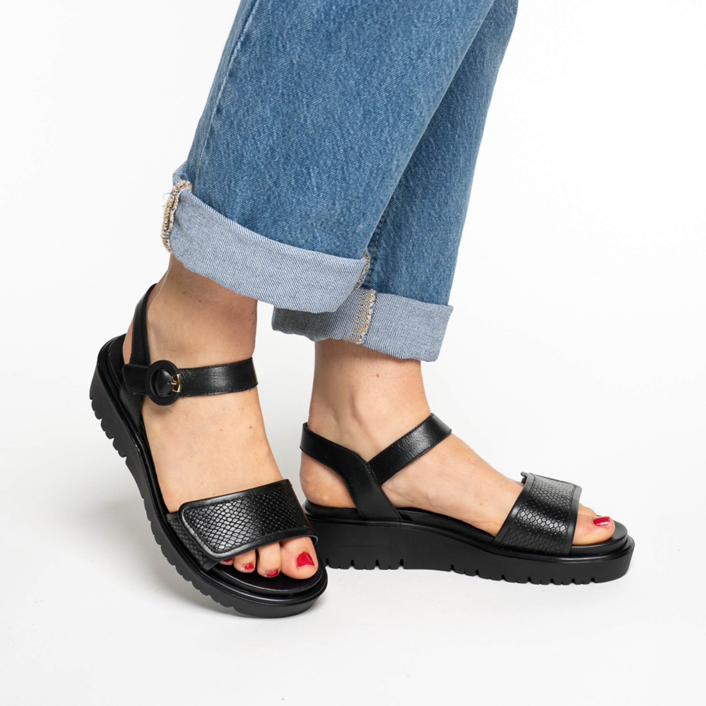 ARA Strap Sandals in Black: front