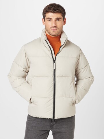 Abercrombie & Fitch Winter Jacket in Grey: front