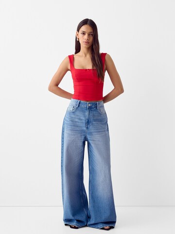 Wide Leg Jean Bershka en bleu