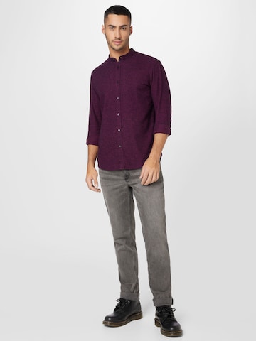 TOM TAILOR DENIM Regular fit Button Up Shirt in Purple
