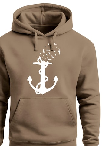 Neverless Sweatshirt 'Anker Vögel' in Brown
