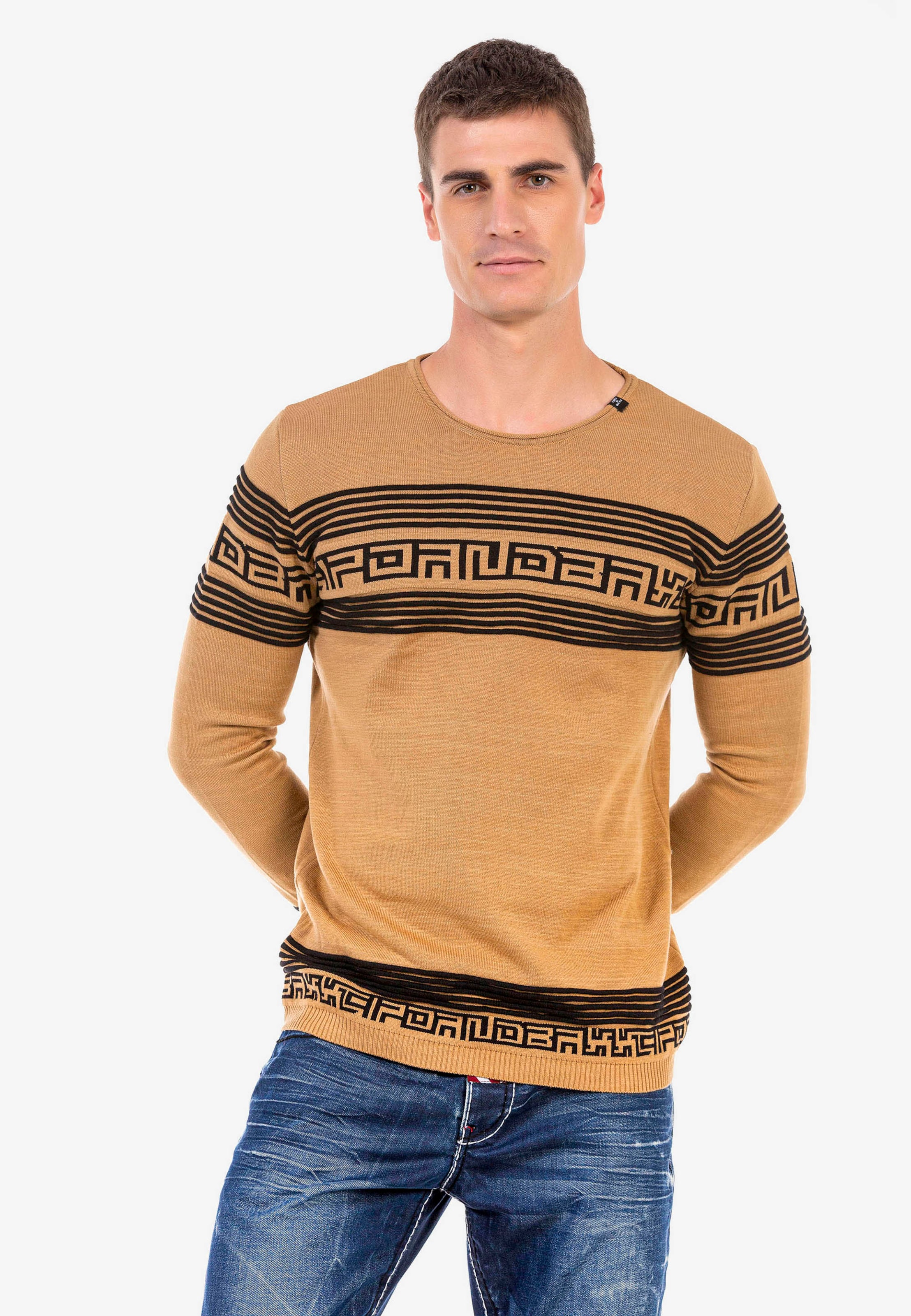 Männer Pullover & Strick CIPO & BAXX Strickpullover in Dunkelbraun - LR81782 Männer Pullover & Strick CIPO & BAXX Strickpullover in Dunkelbraun - LR81782