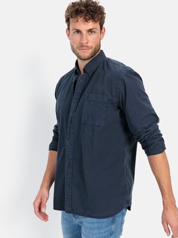 CAMEL ACTIVE Regular Fit Langarm Hemd aus reiner Baumwolle in Blau