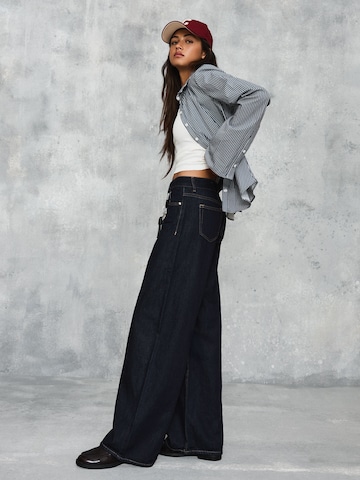 Wide Leg Jean Bershka en bleu