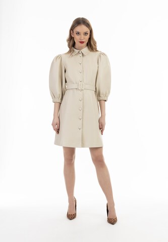 Abito camicia di faina in beige