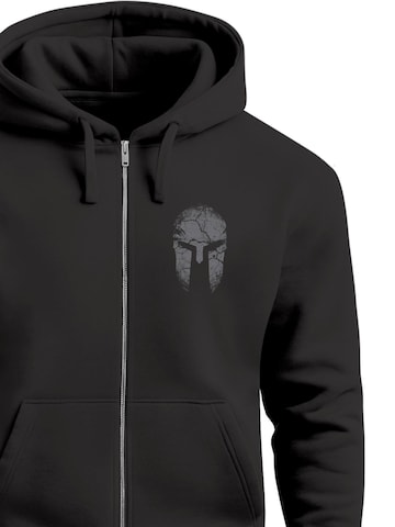 Neverless Zip-Up Hoodie 'Sparta Helm' in Black
