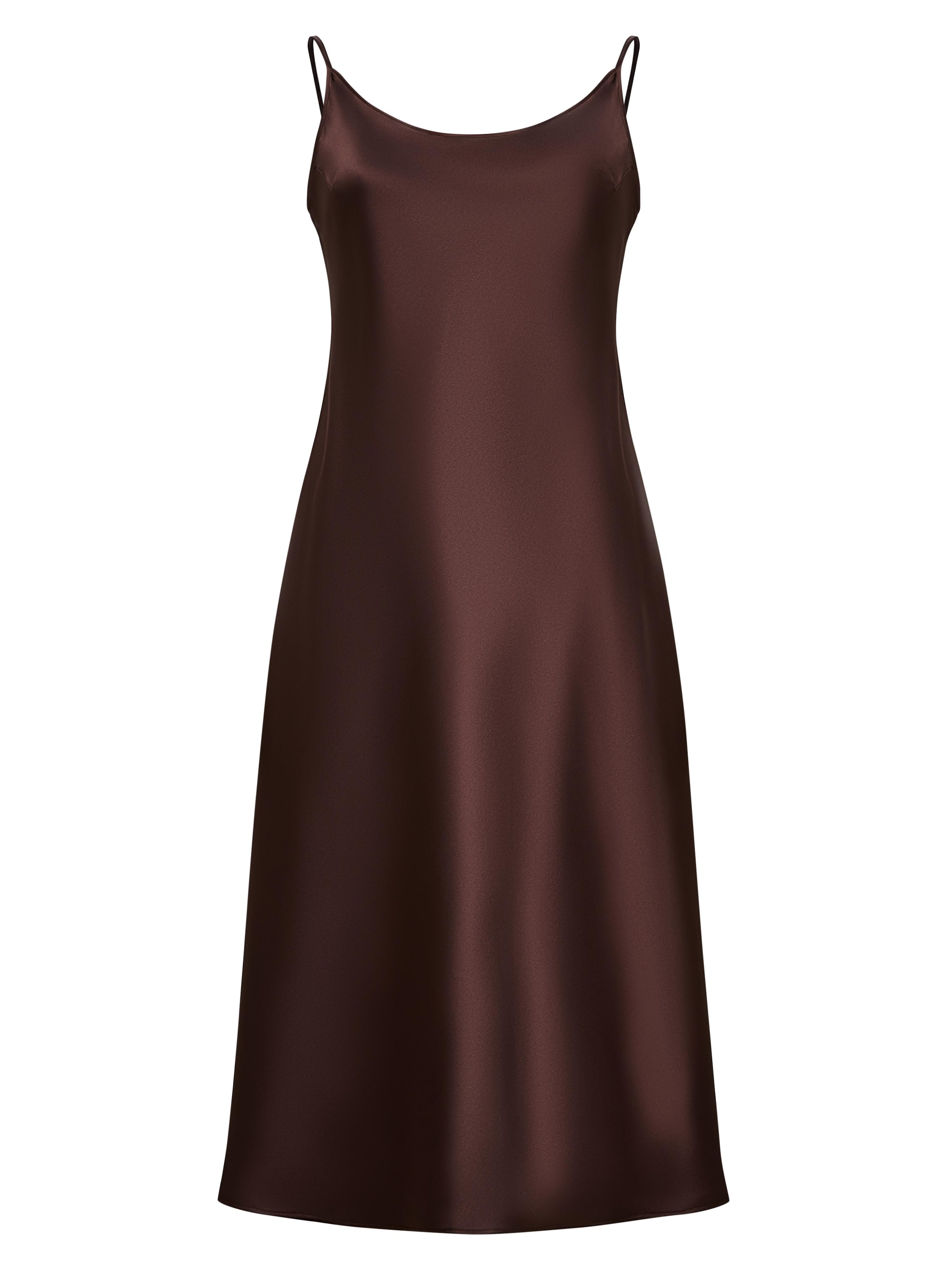 Serena Silueta Dress 'Below the knee satin slip dress 'Grace'' in Brown: front