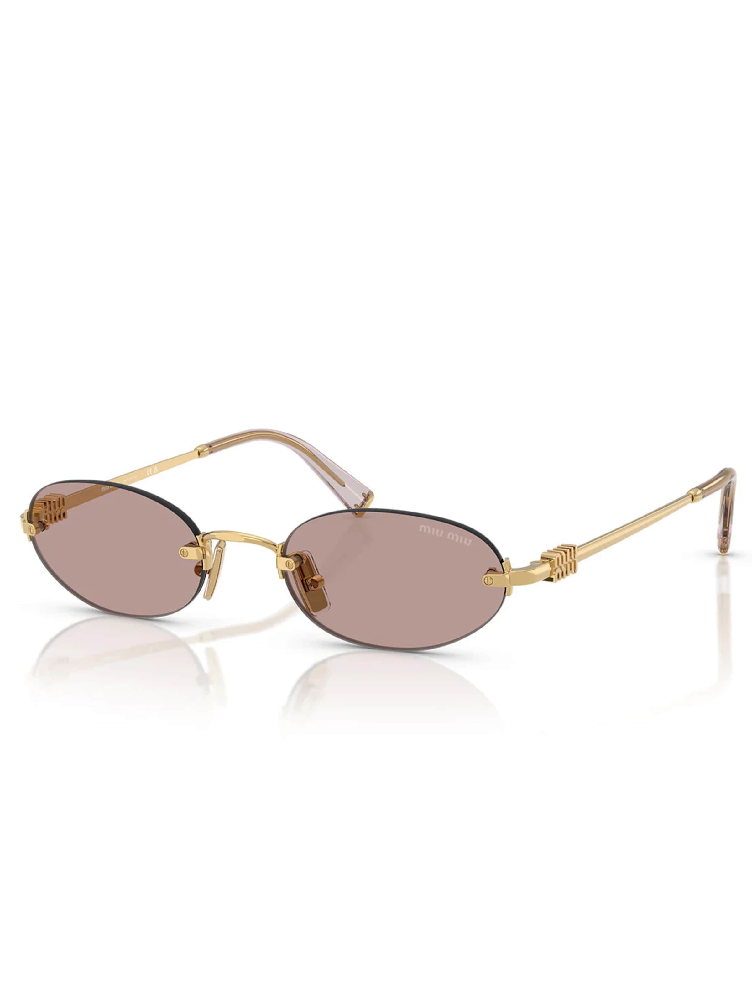 Lunettes de soleil 'Occhiali da Sole MUA54S 5AK20I Oro/Viola Chiaro Marrone Donna' Miu Miu en or