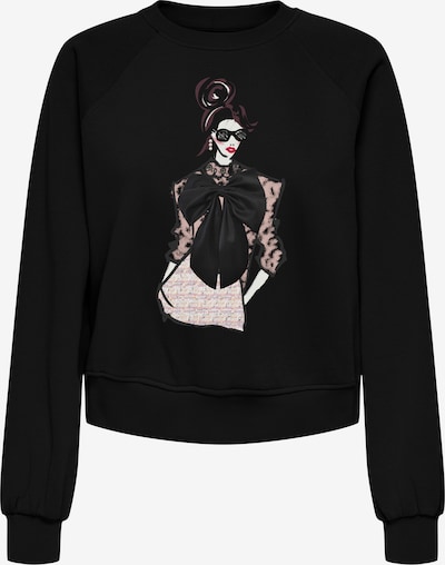 ONLY Sweater majica 'ONLLABINET' u roza / crna / bijela, Pregled proizvoda