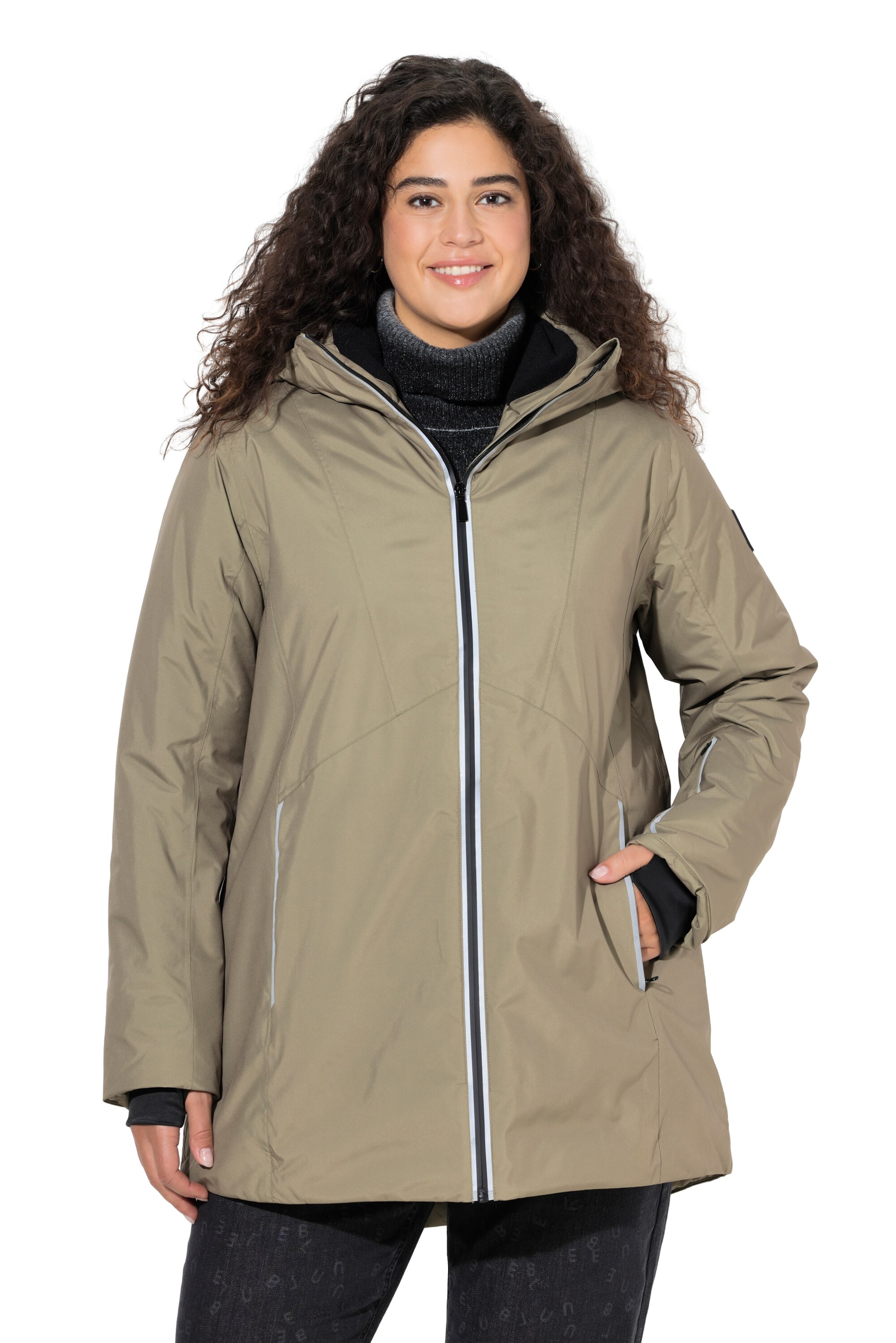 Ulla Popken Functionele jas in Bruin: voorkant